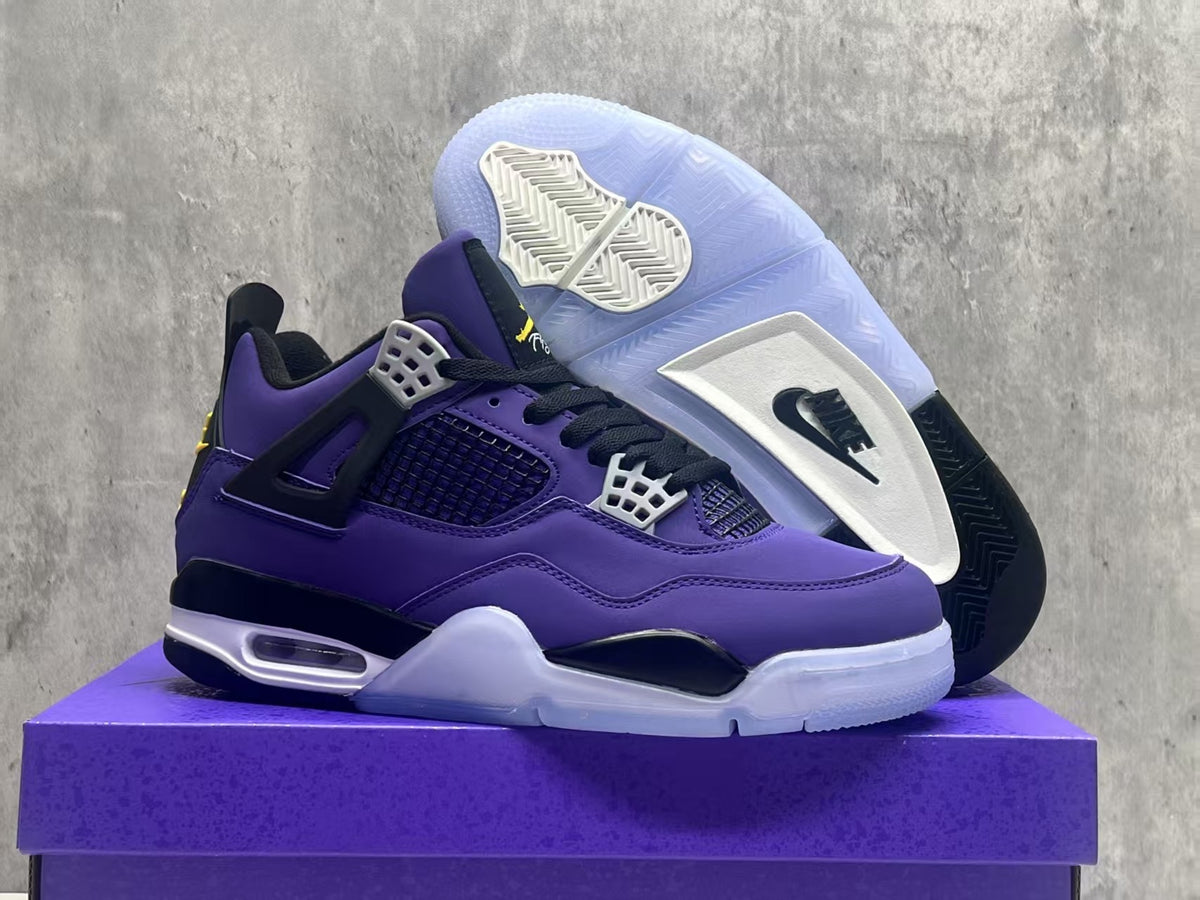 Air Jordan 4 Retro Lakers Purple‑Gold