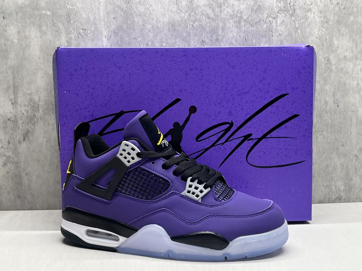 Air Jordan 4 Retro Lakers Purple‑Gold