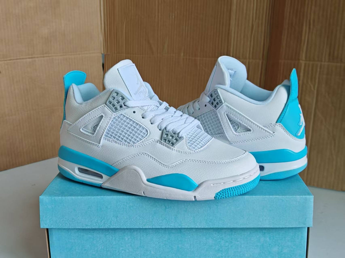 Air Jordan 4 Retro MENS WMNS White Aluminum Ice Blue Metallic Silver HV0823‑100