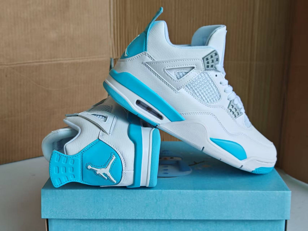 Air Jordan 4 Retro MENS WMNS White Aluminum Ice Blue Metallic Silver HV0823‑100