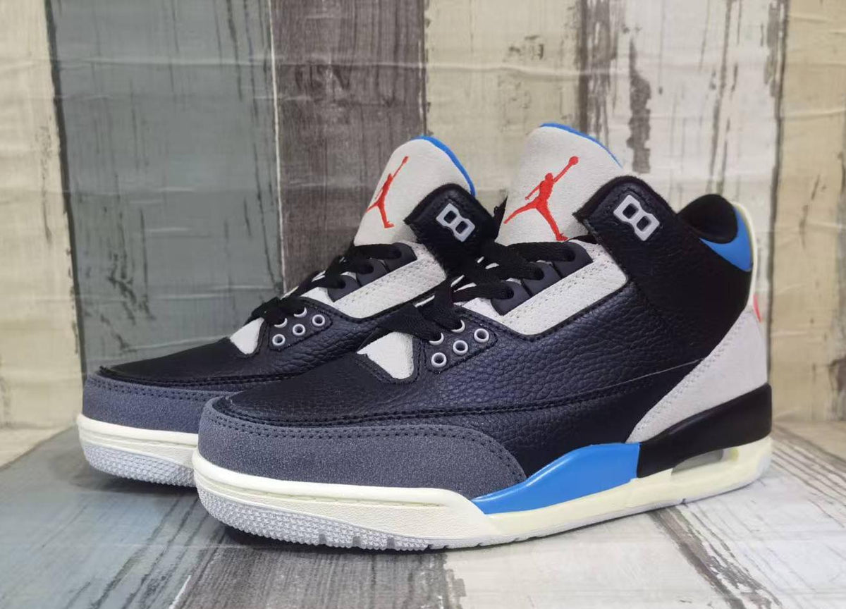 Air Jordan 3 Retro Black‑Blue‑Red Men's