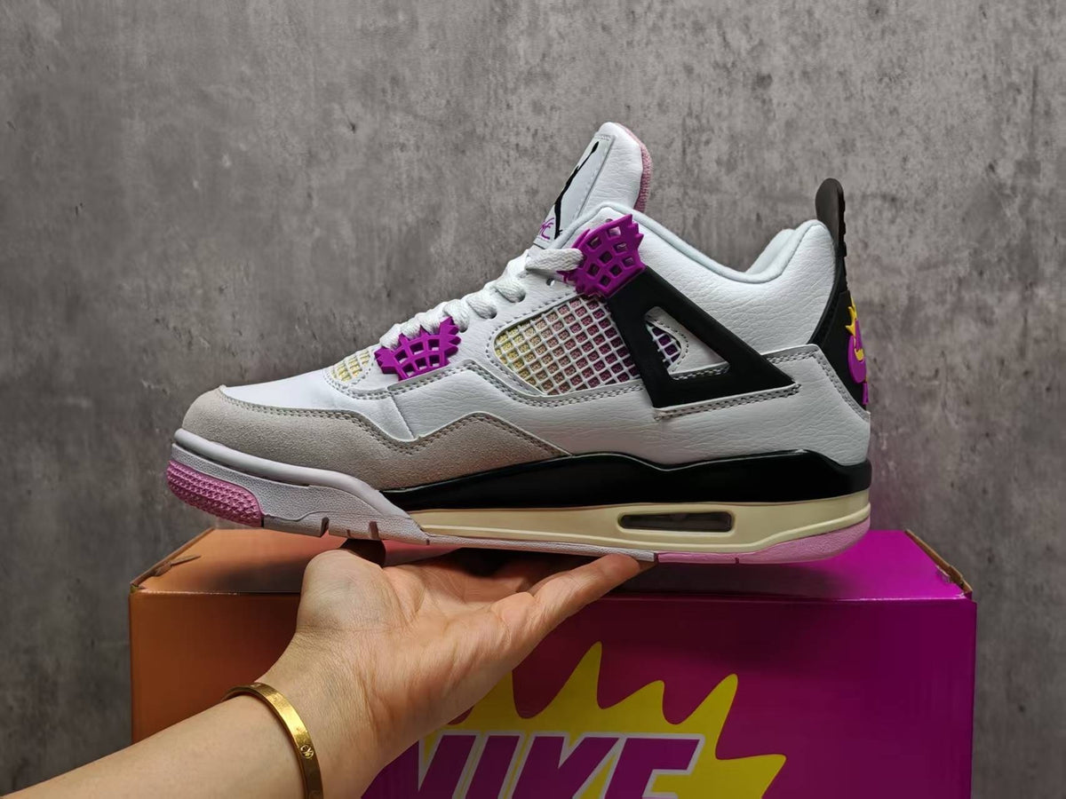 Air Jordan 4 Retro MENS WMNS Comic Off‑White Anthracite Fire Pink Muslin JA1135‑100