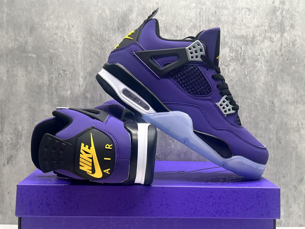 Air Jordan 4 Retro Lakers Purple‑Gold